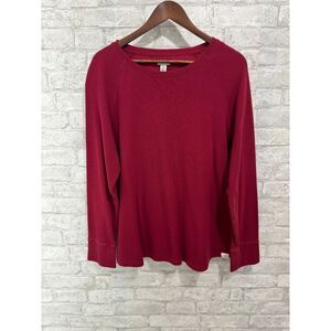 L.L. Bean Thermal Pullover Base Layer T-shirt Sweater Waffle Knit‎ Red Mens XL